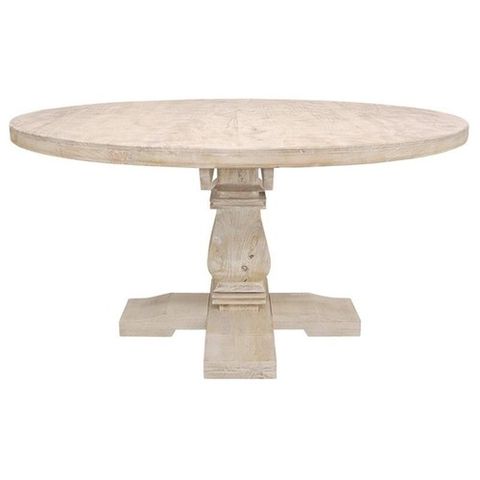 Benedict 58" Round Dining Table In Solid Mango Wood With Distressed White Wash | Ebay regarding Styling Tips for Your Benedict 58" Round Dining Table